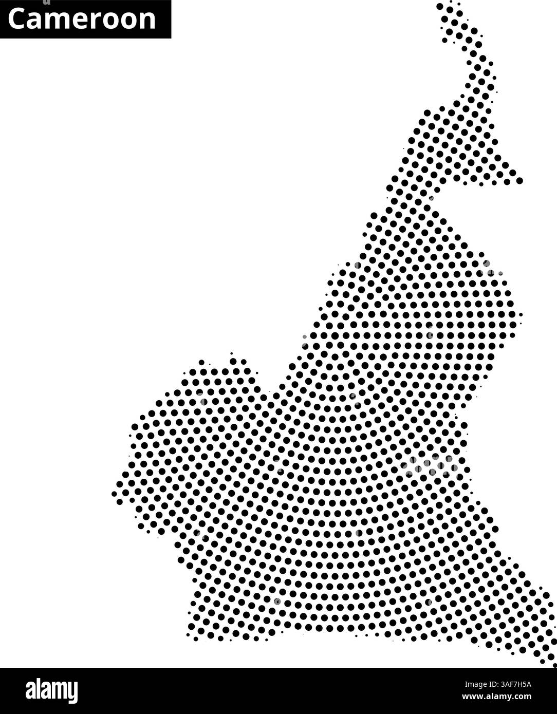 Une carte du Cameroun esquissée en Dots met en évidence ses caractéristiques géographiques uniques et ses frontières régionales. Illustration de Vecteur
