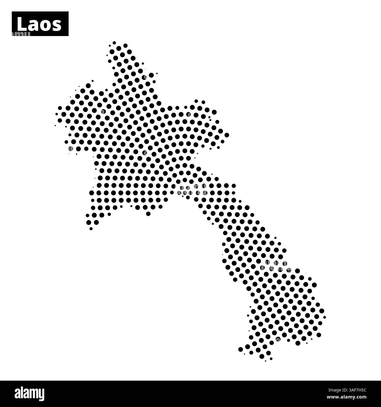 Les contours de la carte en pointillés du Laos sont présentés avec des lignes abstraites fluides en arrière-plan, soulignant les caractéristiques géographiques. Illustration de Vecteur