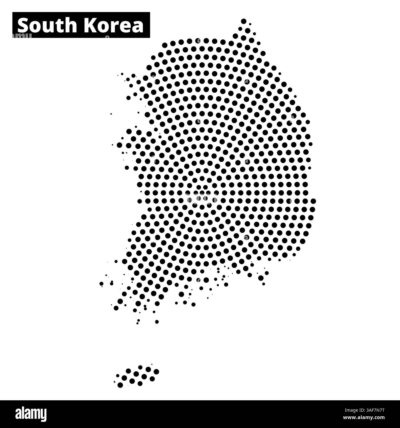 Carte pointillée de la Corée du Sud montrant sa forme unique sur un fond Uni. Idéal à des fins éducatives et des études géographiques. Illustration de Vecteur