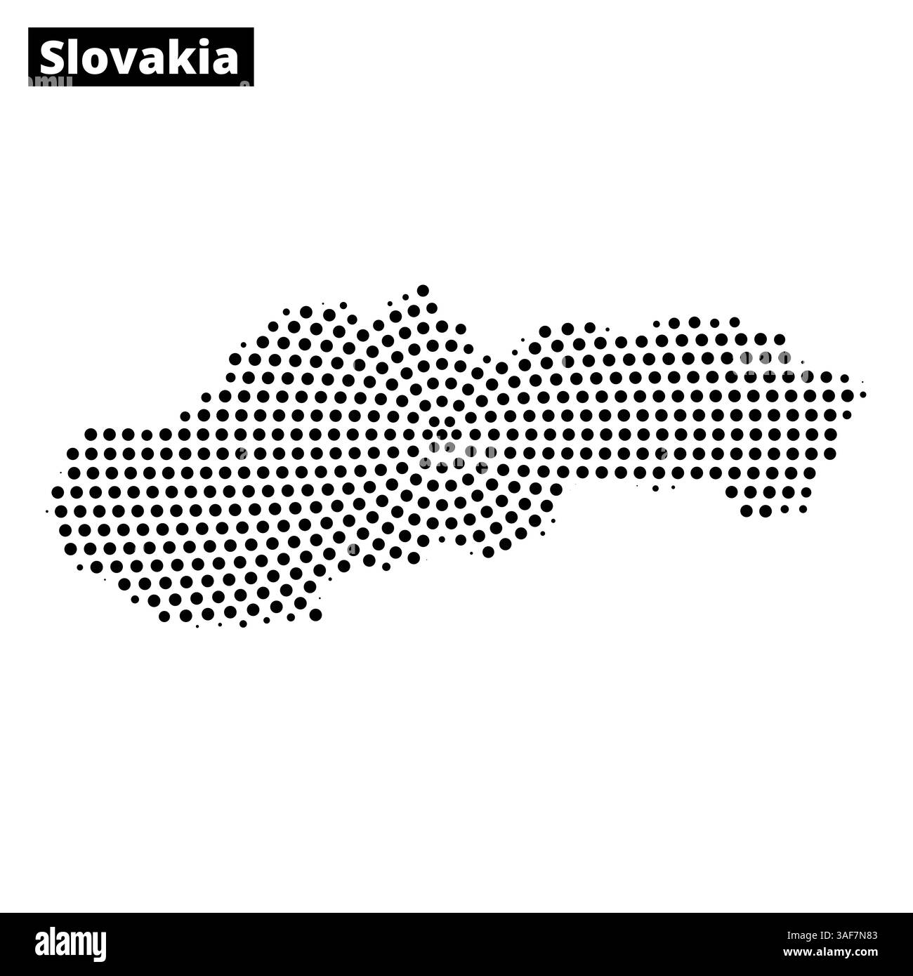 Une représentation pointillée de la Slovaquie est présentée, agrémentée de lignes ondulées en arrière-plan, mettant en valeur la forme unique du pays. Illustration de Vecteur