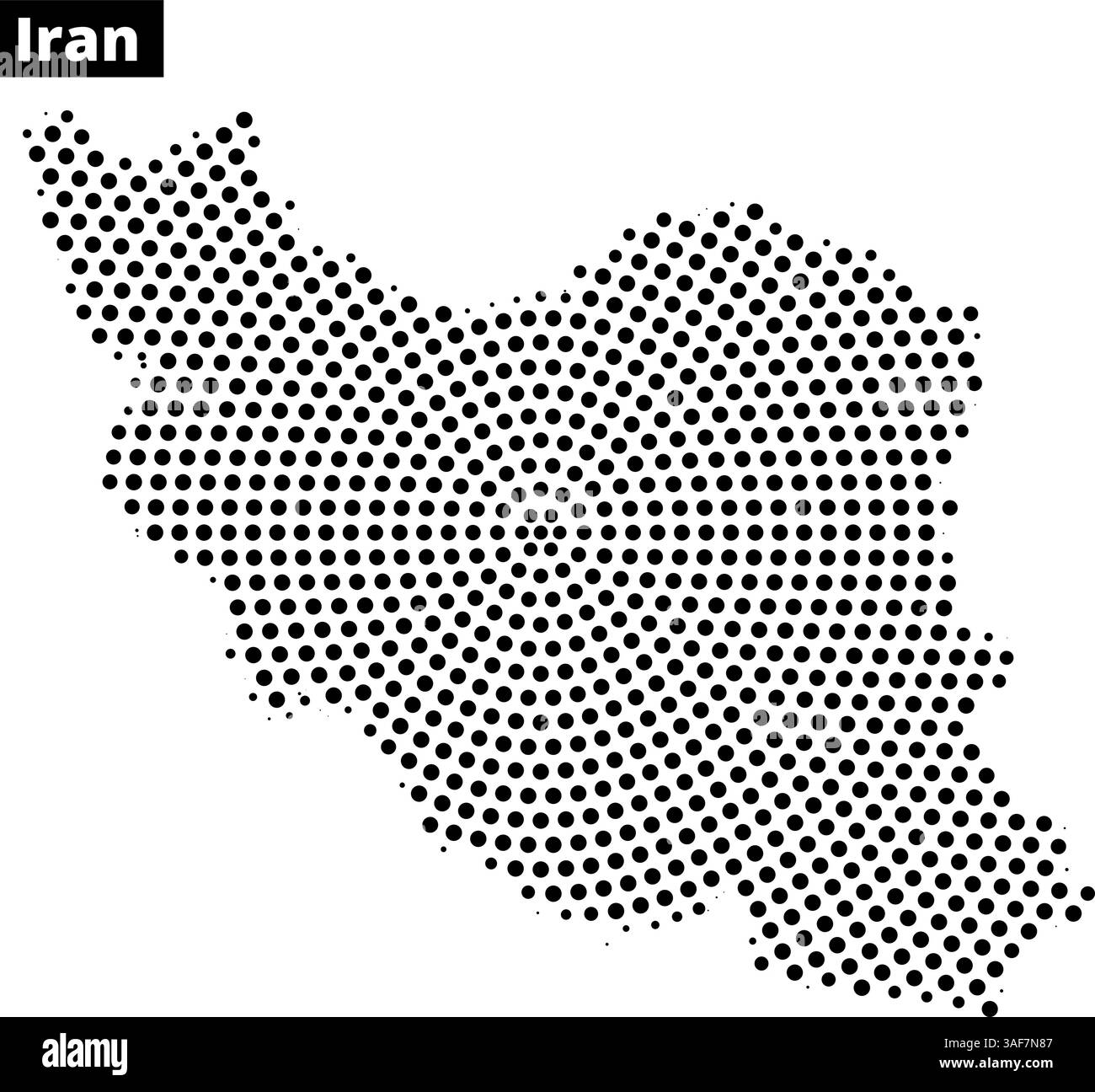 Cette visualisation présente l'Iran délimité par des motifs en pointillés et des lignes de contour, mettant en valeur la forme et la géographie du pays efficacement. Illustration de Vecteur