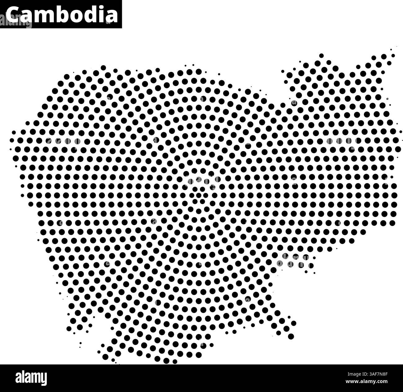 Cette illustration présente une représentation pointillée du Cambodge, mettant en évidence son contour géographique et ses caractéristiques à travers un style artistique unique. Illustration de Vecteur