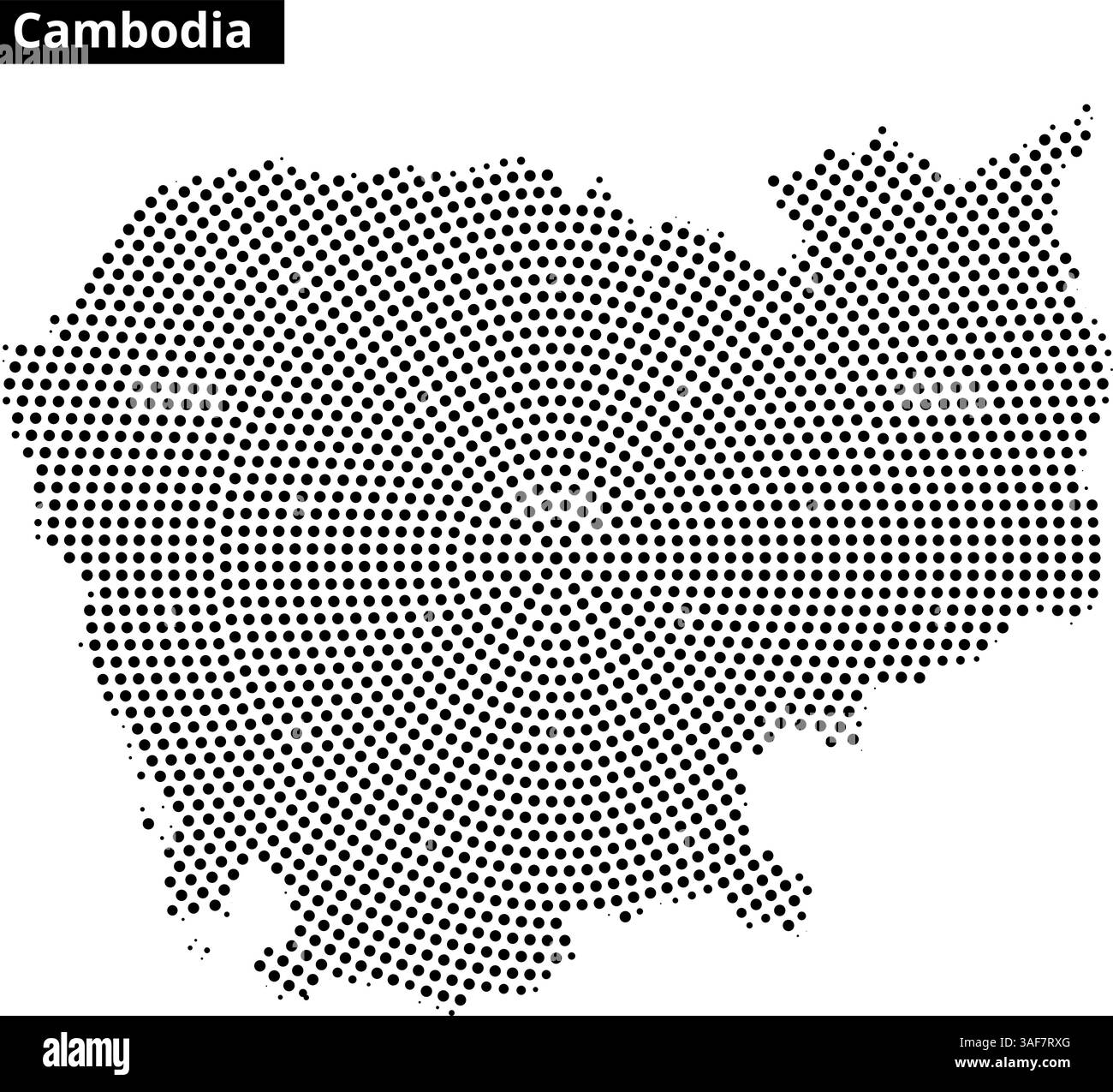Cette illustration présente une représentation pointillée du Cambodge, mettant en évidence son contour géographique et ses caractéristiques à travers un style artistique unique. Illustration de Vecteur