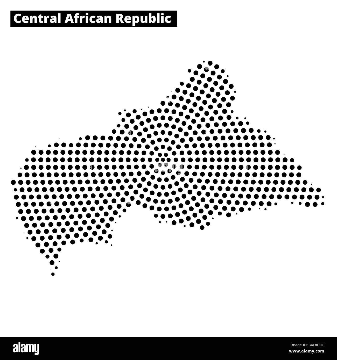 Le contour de la République centrafricaine est affiché avec un motif en pointillés, soulignant les frontières géographiques du pays. Illustration de Vecteur