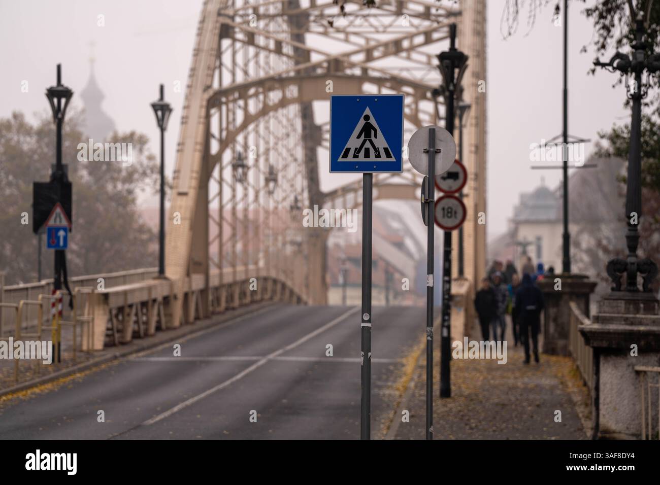 Gyor, Hongrie - 11 novembre 2024 : pont moderne sur la voie navigable hongroise Banque D'Images
