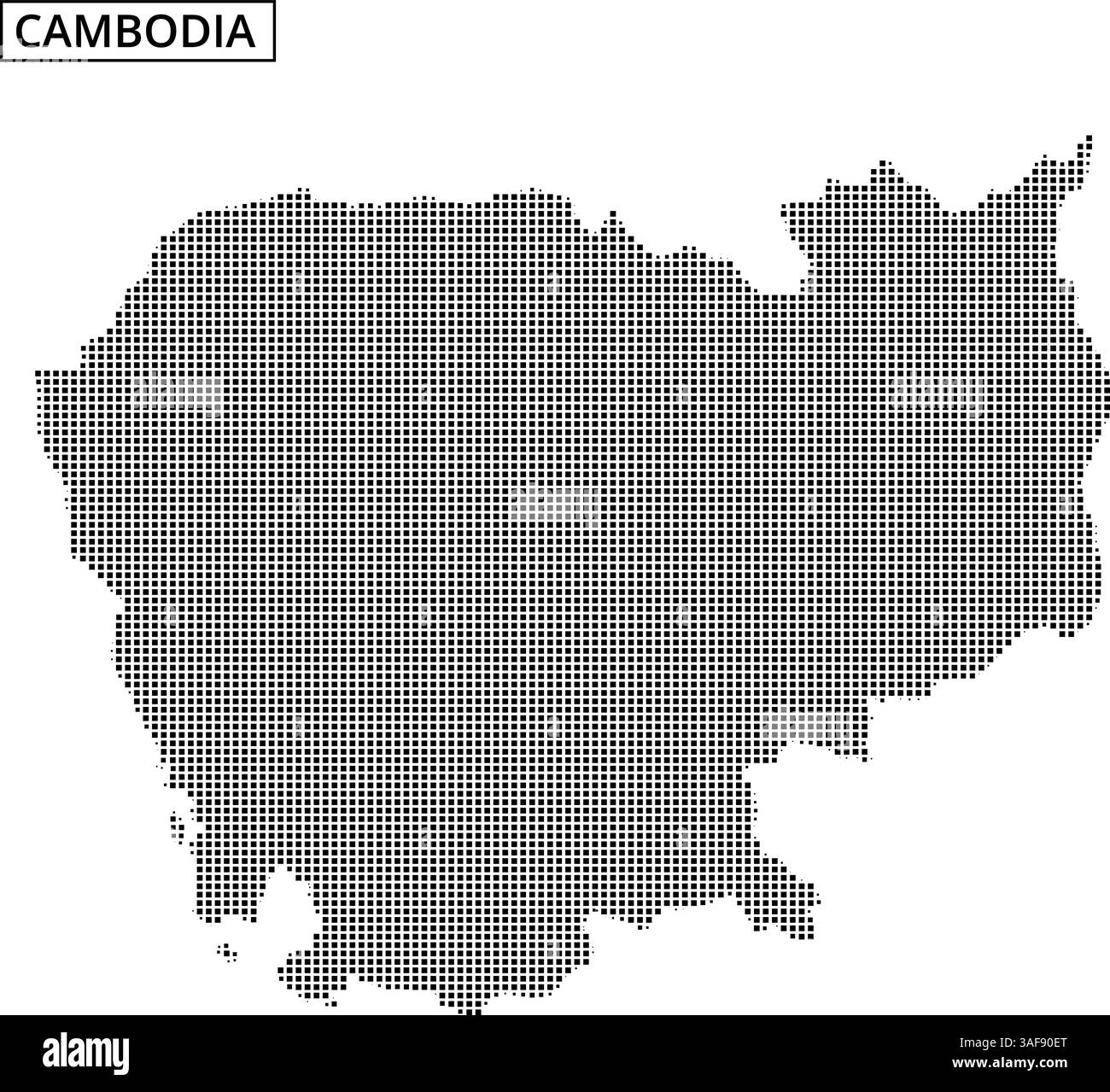 Cette illustration présente une représentation pointillée du Cambodge, mettant en évidence son contour géographique et ses caractéristiques à travers un style artistique unique. Illustration de Vecteur