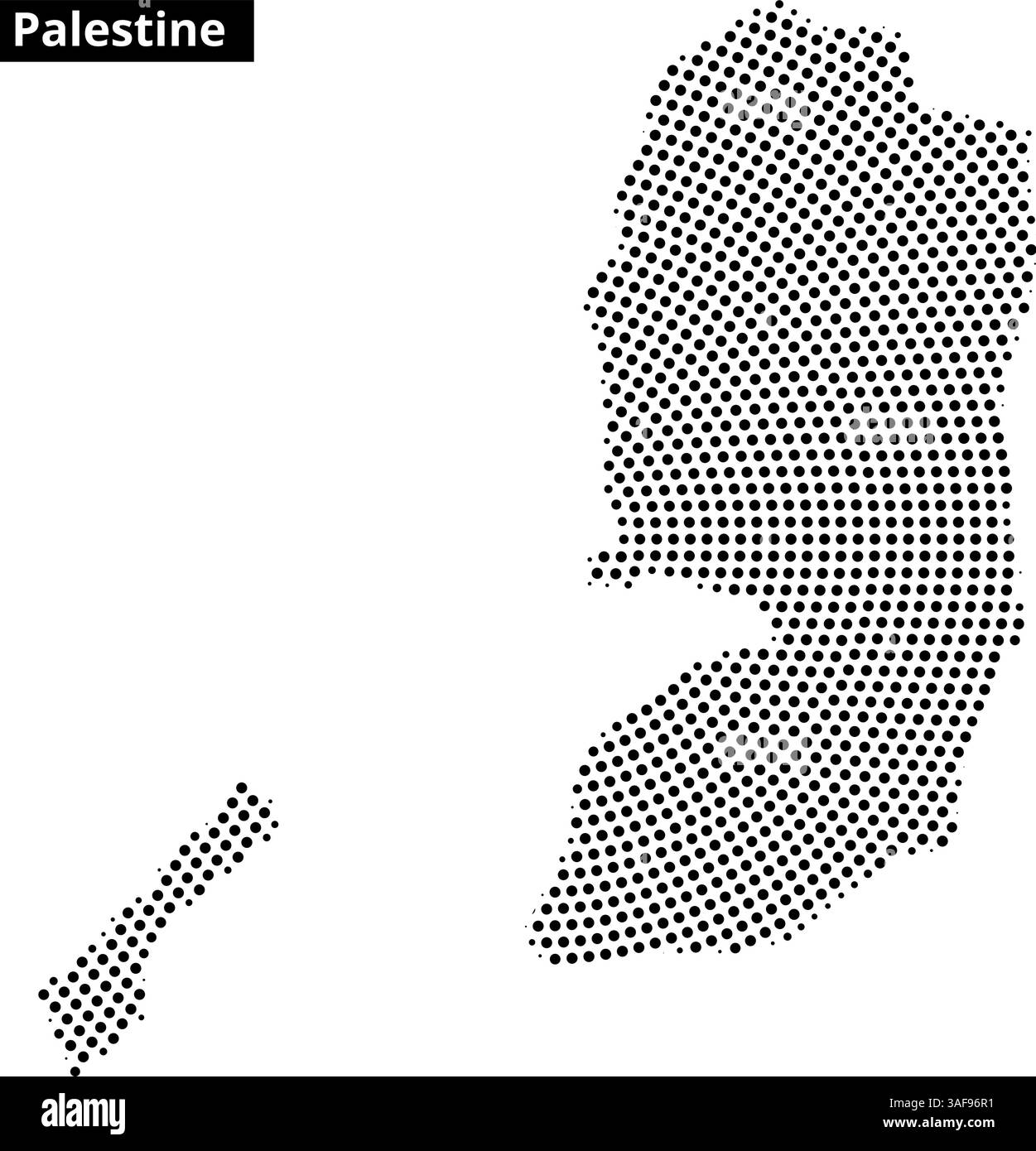 Cette œuvre présente un contour pointillé de la Palestine, mettant en valeur sa géographie distincte de manière créative. Illustration de Vecteur