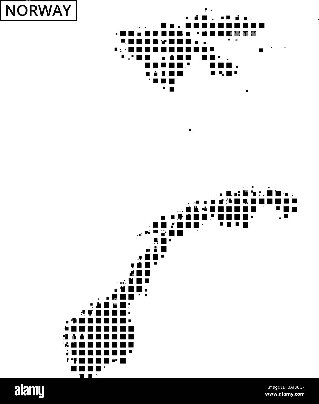 Une représentation visuelle de la Norvège utilisant un motif en pointillés sur un fond abstrait, soulignant sa géographie unique. Illustration de Vecteur