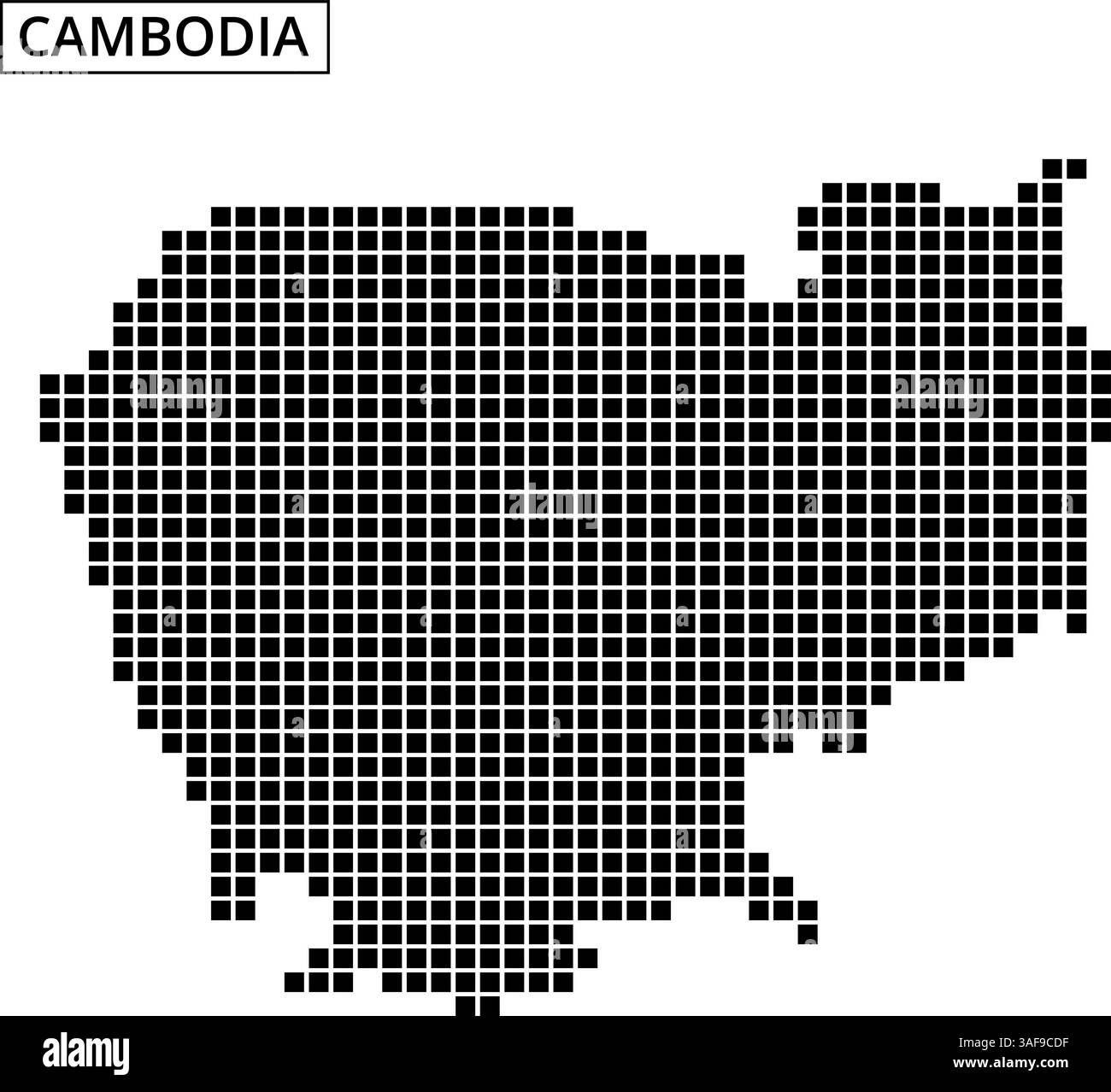 Cette illustration présente une représentation pointillée du Cambodge, mettant en évidence son contour géographique et ses caractéristiques à travers un style artistique unique. Illustration de Vecteur