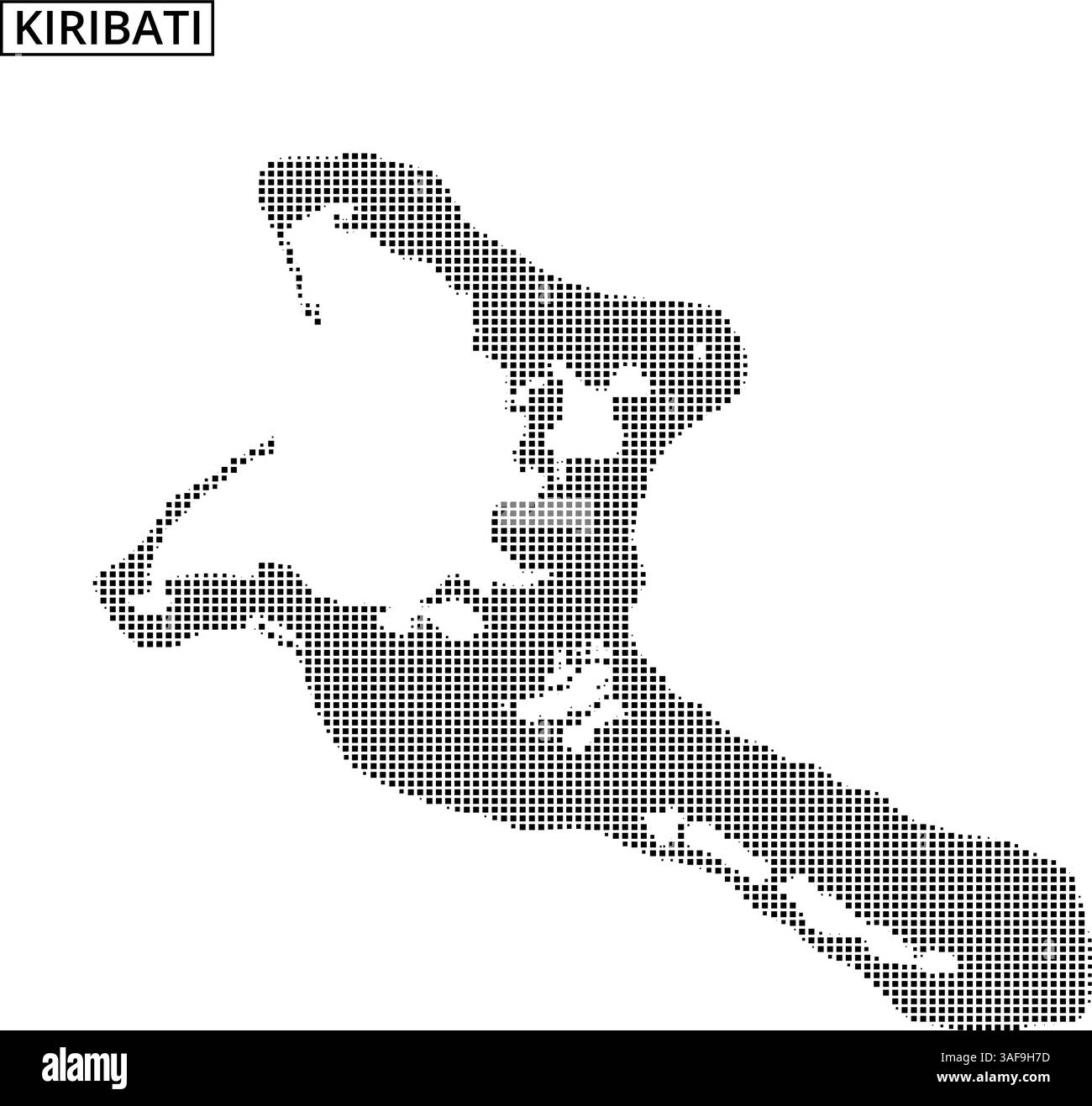 Le contour de la carte montre Kiribati avec un effet pointillé, mettant en évidence sa géographie insulaire unique pendant la journée. Illustration de Vecteur