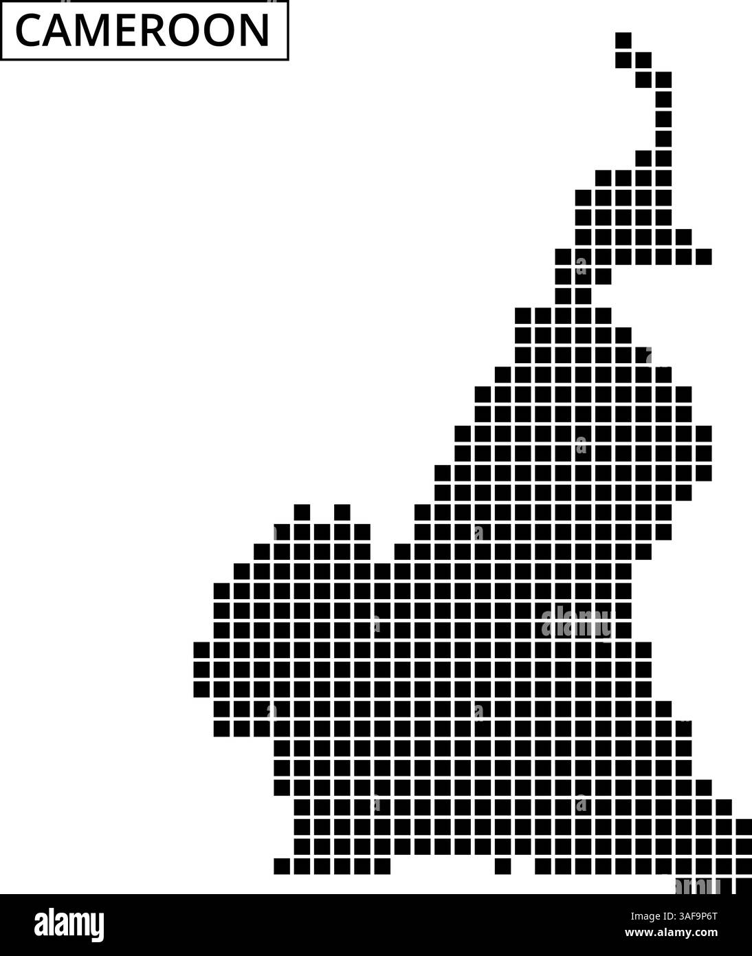 Une carte du Cameroun esquissée en Dots met en évidence ses caractéristiques géographiques uniques et ses frontières régionales. Illustration de Vecteur