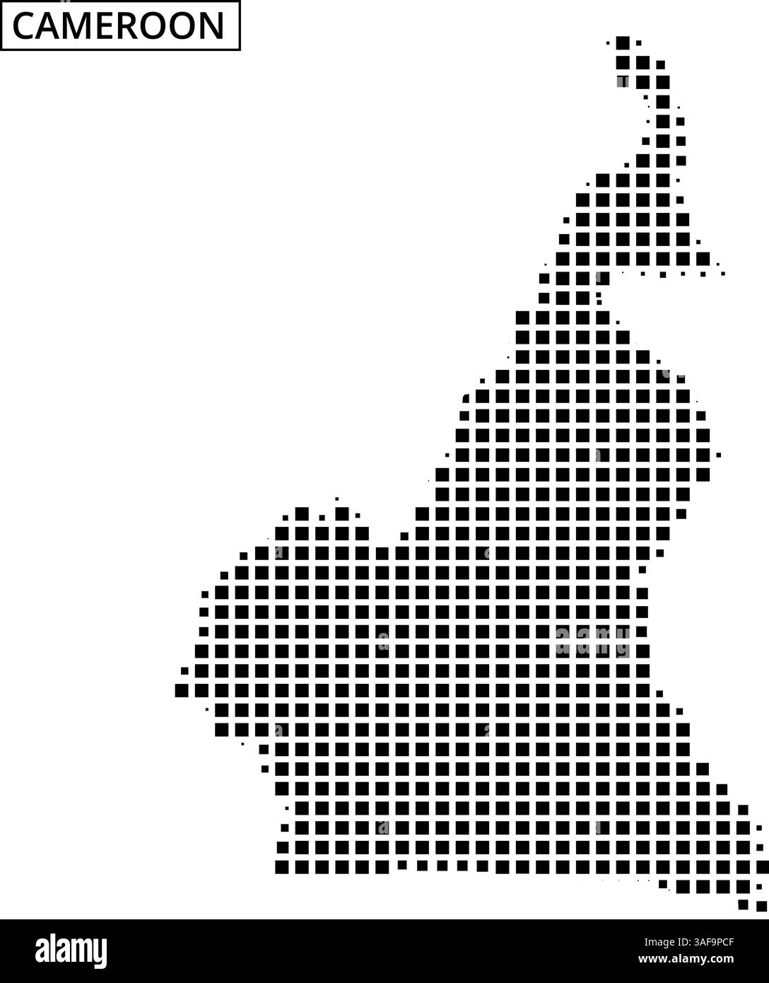 Une carte du Cameroun esquissée en Dots met en évidence ses caractéristiques géographiques uniques et ses frontières régionales. Illustration de Vecteur