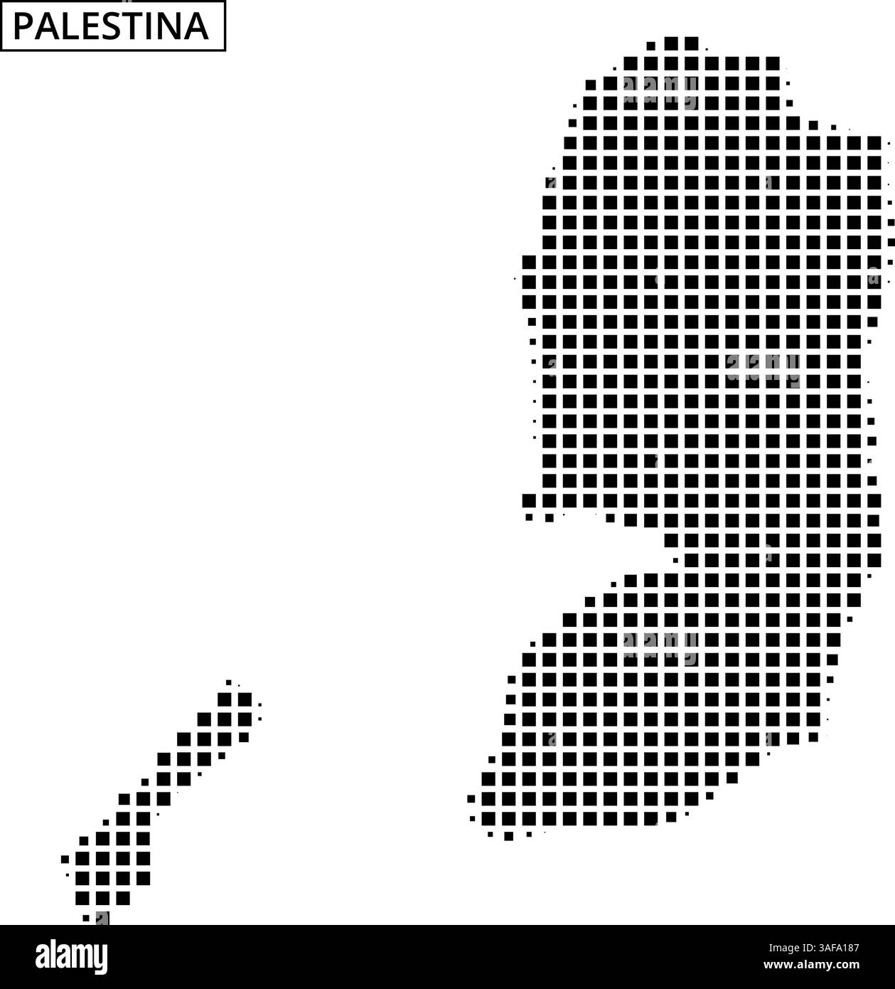 Cette œuvre présente un contour pointillé de la Palestine, mettant en valeur sa géographie distincte de manière créative. Illustration de Vecteur