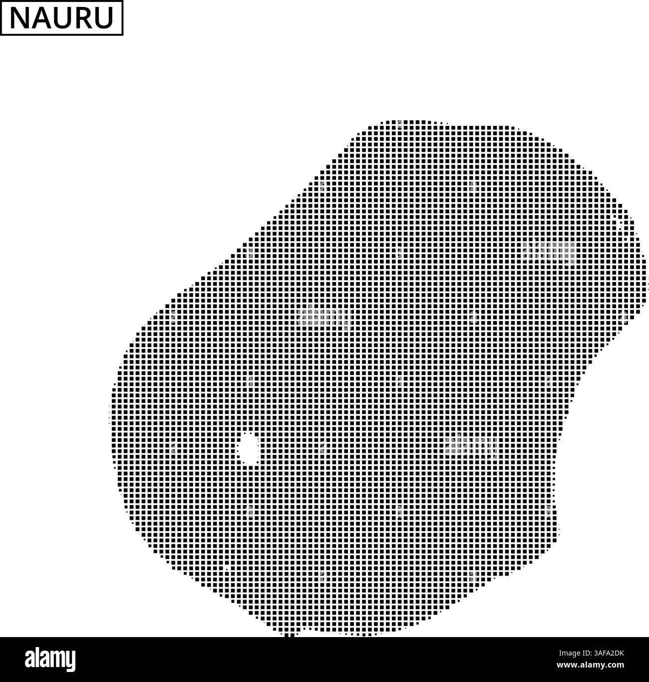 Une représentation pixelisée du contour de Nauru est montrée, avec le nom du pays en haut dans une police claire et en gras. Illustration de Vecteur