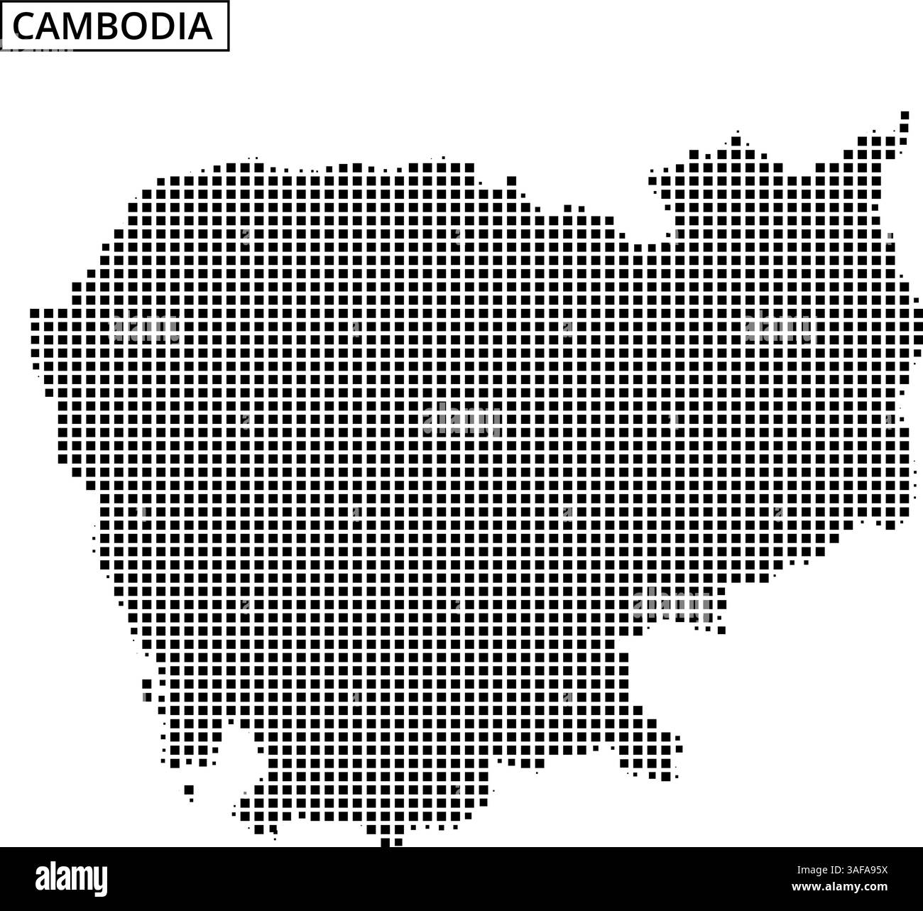 Cette illustration présente une représentation pointillée du Cambodge, mettant en évidence son contour géographique et ses caractéristiques à travers un style artistique unique. Illustration de Vecteur