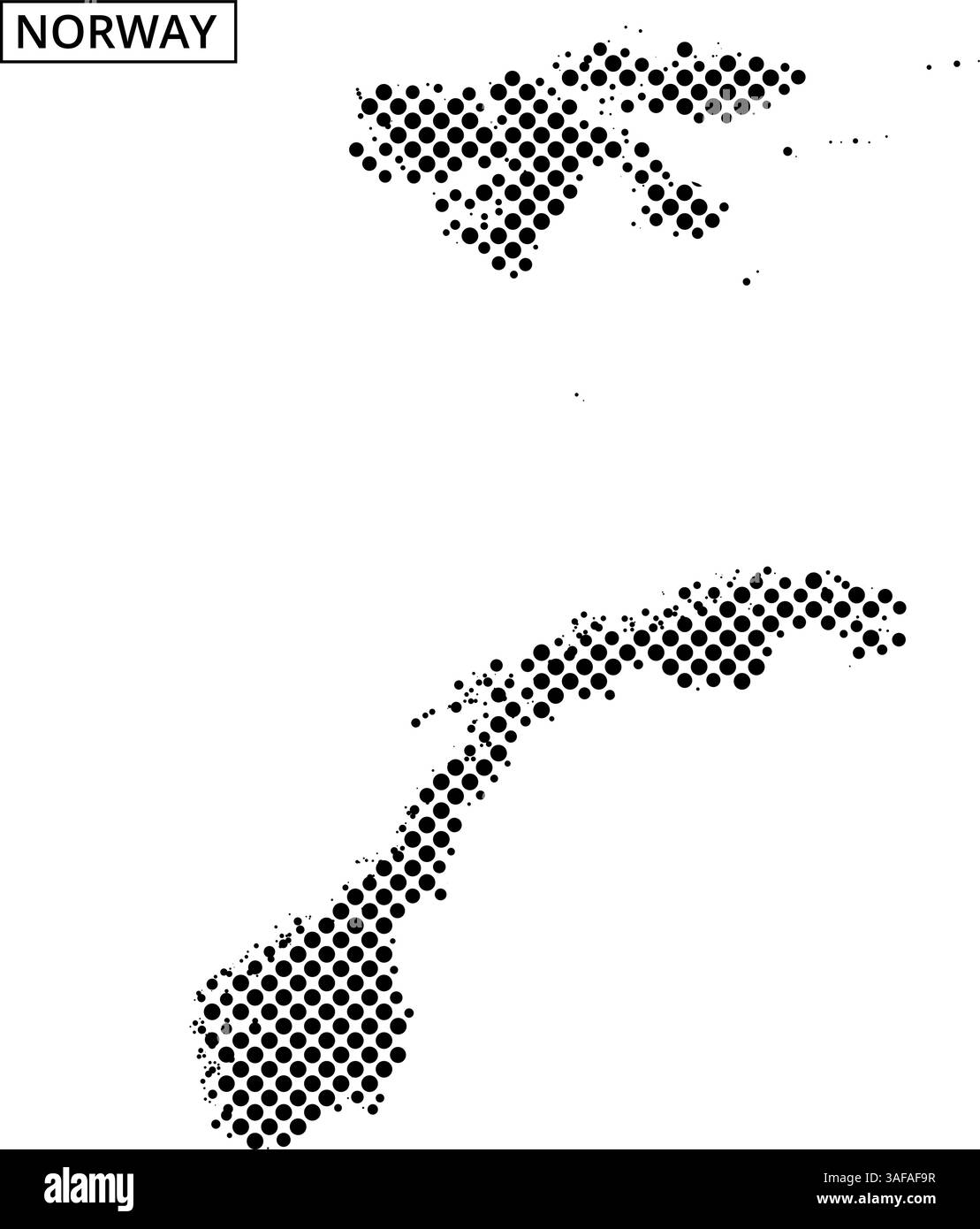 Une représentation visuelle de la Norvège utilisant un motif en pointillés sur un fond abstrait, soulignant sa géographie unique. Illustration de Vecteur