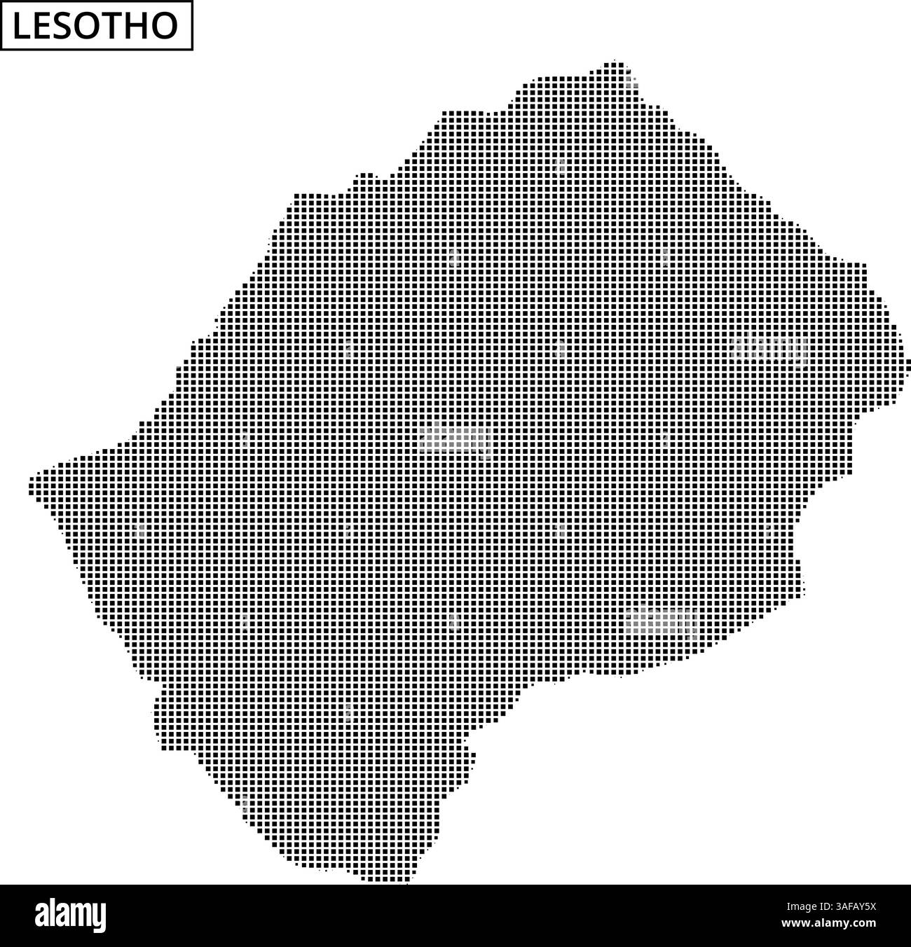 Le contour en pointillés du Lesotho montre des caractéristiques géographiques superposées sur un dessin de carte simple. Illustration de Vecteur