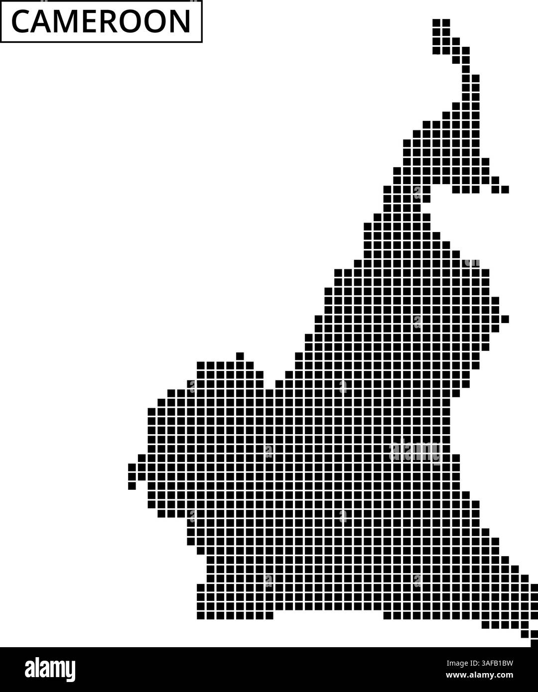 Une carte du Cameroun esquissée en Dots met en évidence ses caractéristiques géographiques uniques et ses frontières régionales. Illustration de Vecteur