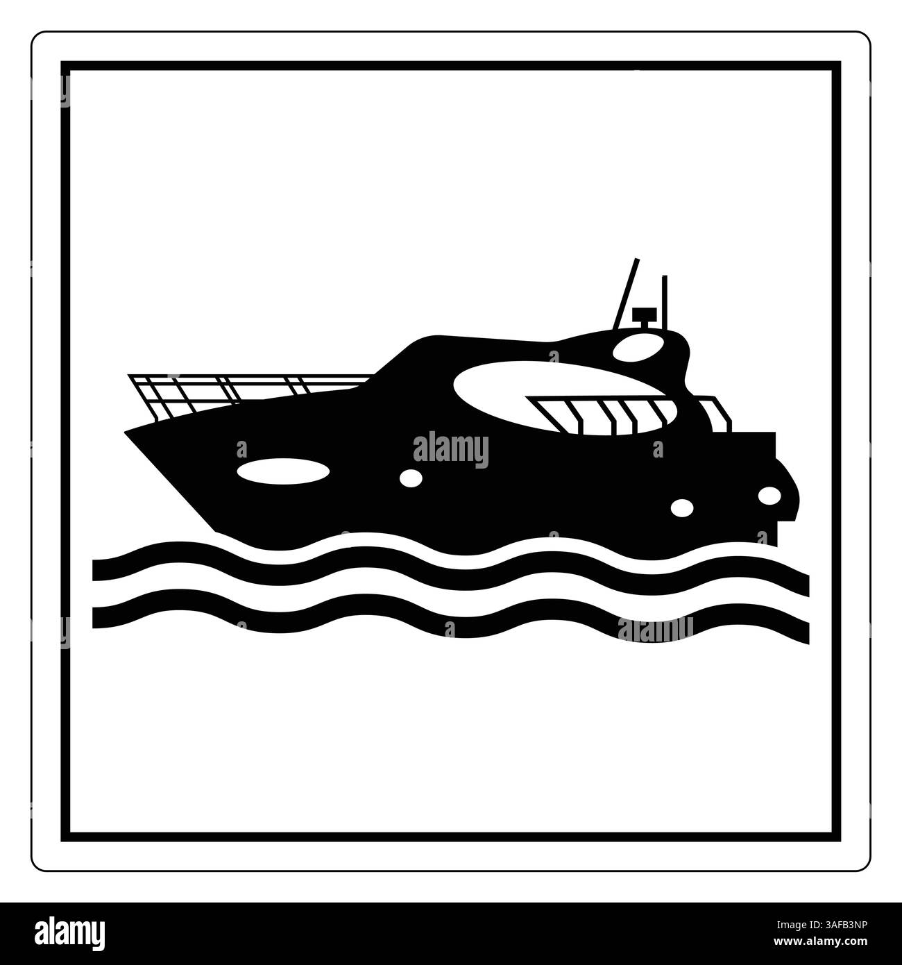 Silhouette noire d'un yacht naviguant sur l'eau ondulée, idéal pour les dessins et les œuvres d'art sur le thème nautique Illustration de Vecteur