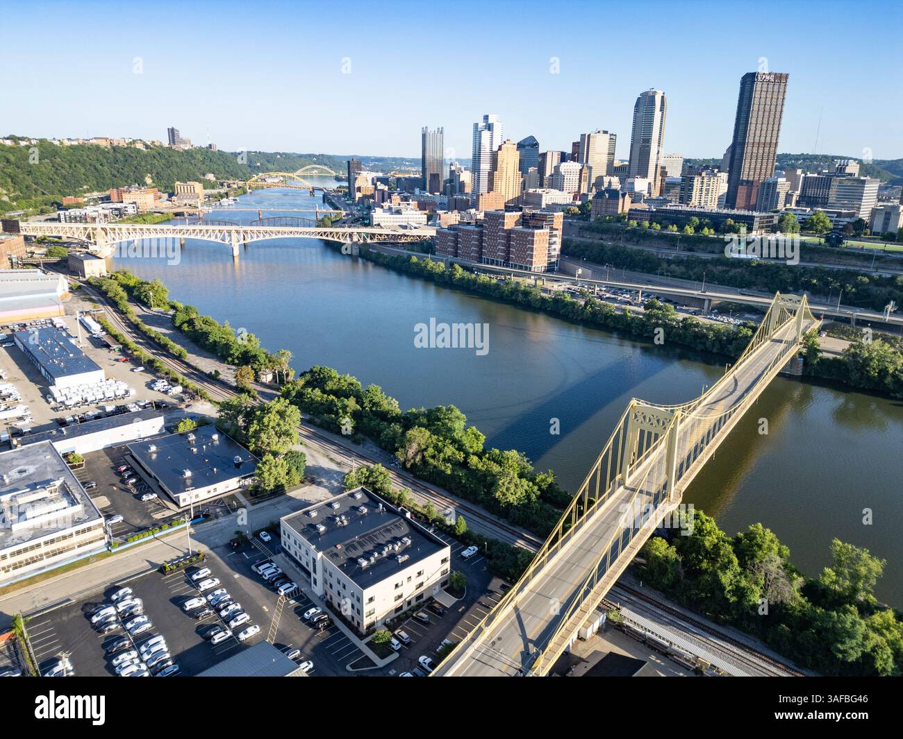 Rivière Monongahela, skyline du centre-ville, Pittsburgh, Pennsylvanie Banque D'Images