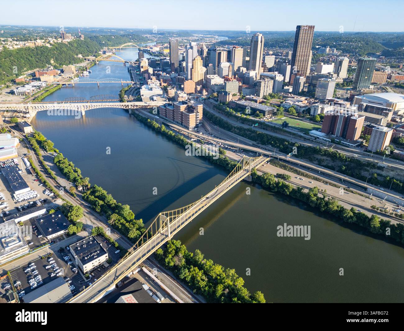 Rivière Monongahela, skyline du centre-ville, Pittsburgh, Pennsylvanie Banque D'Images