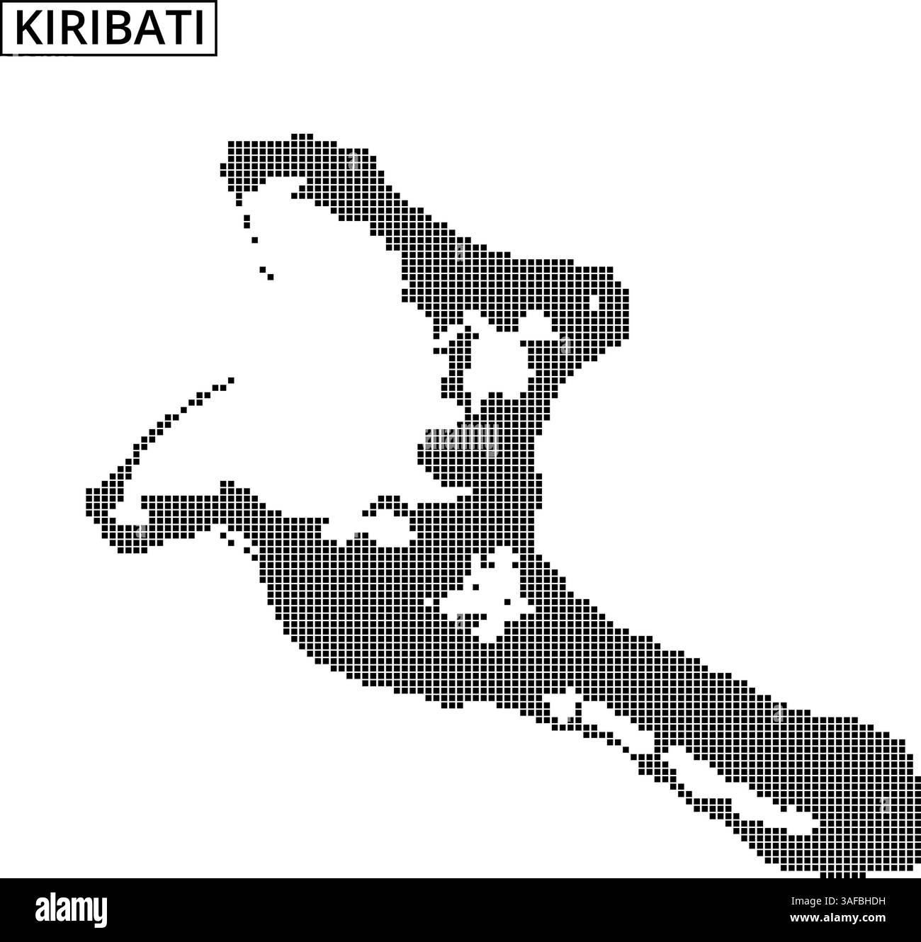 Le contour de la carte montre Kiribati avec un effet pointillé, mettant en évidence sa géographie insulaire unique pendant la journée. Illustration de Vecteur