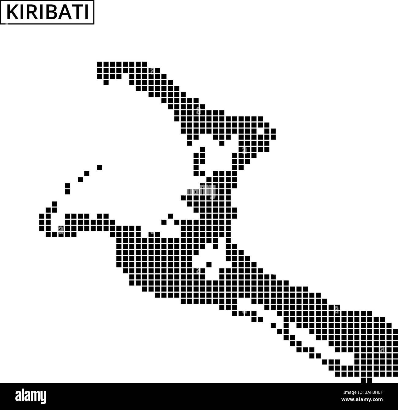 Le contour de la carte montre Kiribati avec un effet pointillé, mettant en évidence sa géographie insulaire unique pendant la journée. Illustration de Vecteur