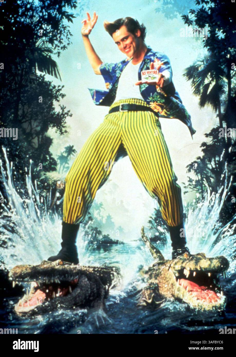 19 juin 2001 ; Hollywood, Californie, États-Unis ; L'acteur JIM CARREY dans le rôle de détective Ace Ventura sort de sa retraite pour examiner la disparition d'une rare chauve-souris blanche dans la comédie de Warner Bros. 'Ace Ventura : When nature Calls'. (Image de crédit : ZUMA Press/ZUMAPRESS.com) Banque D'Images