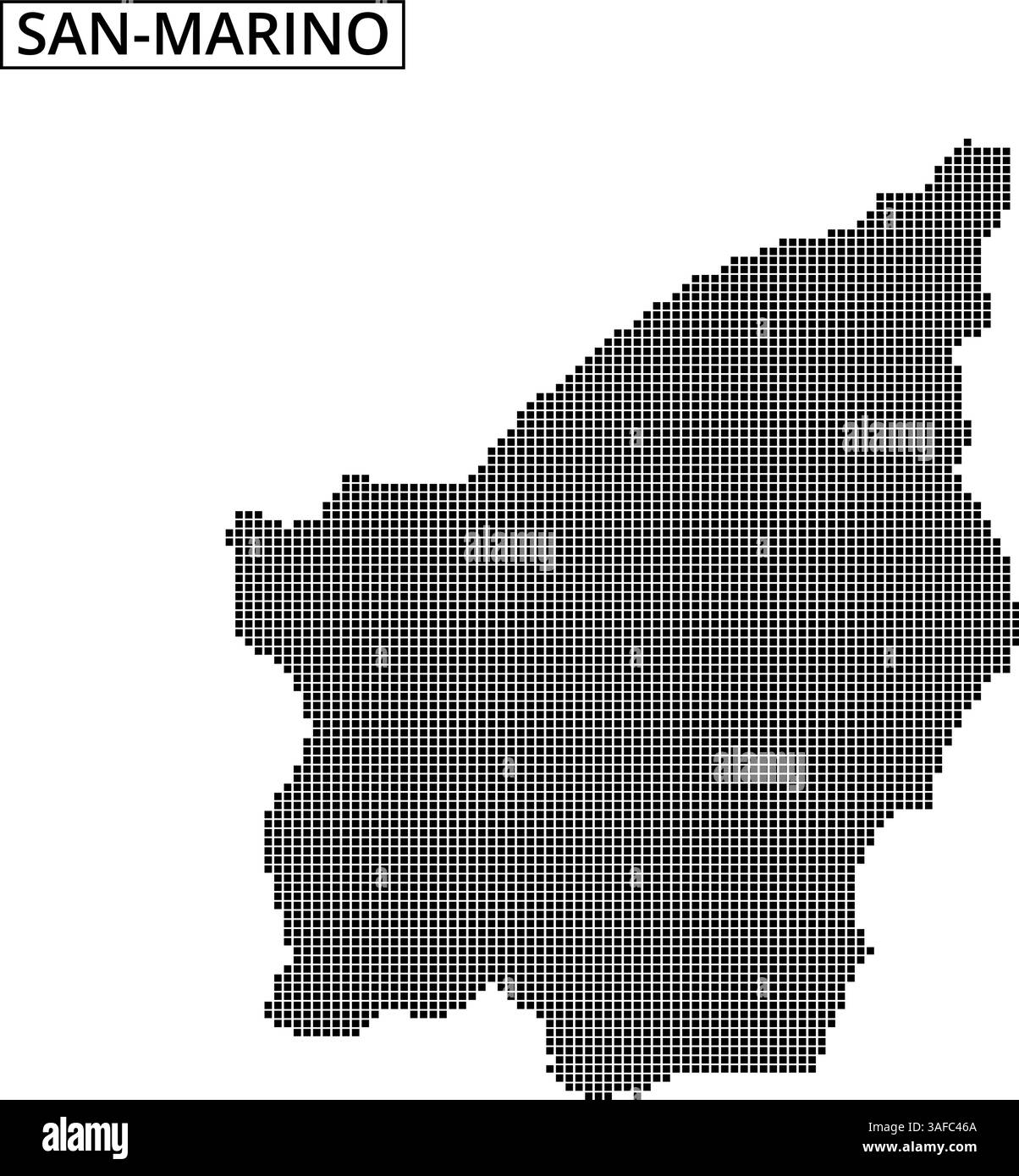 Un design pixelisé unique met en valeur les contours de Saint-Marin, soulignant sa forme géographique de manière artistique. Illustration de Vecteur
