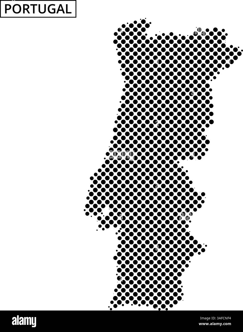 Une représentation unique du Portugal créée avec un motif en pointillés soulignant sa forme géographique et ses frontières, soulignant son emplacement en Europe. Illustration de Vecteur Une représentation unique du Portugal créée avec un motif en pointillés soulignant sa forme géographique et ses frontières, soulignant son emplacement en Europe. Illustration de Vecteur