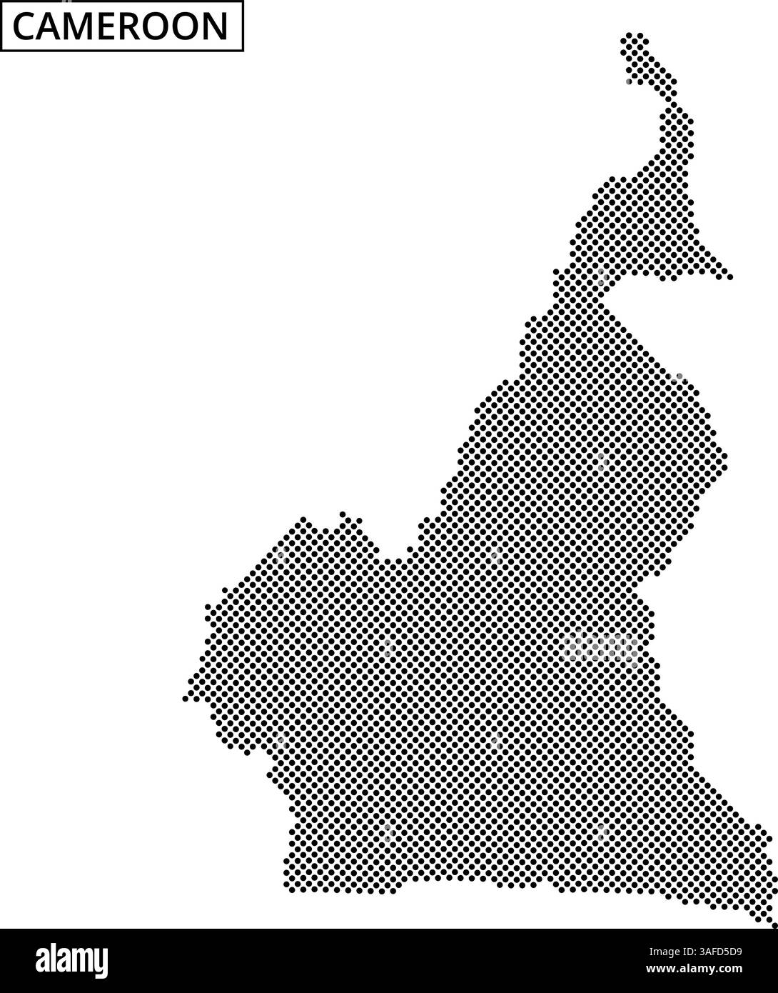 Une carte du Cameroun esquissée en Dots met en évidence ses caractéristiques géographiques uniques et ses frontières régionales. Illustration de Vecteur