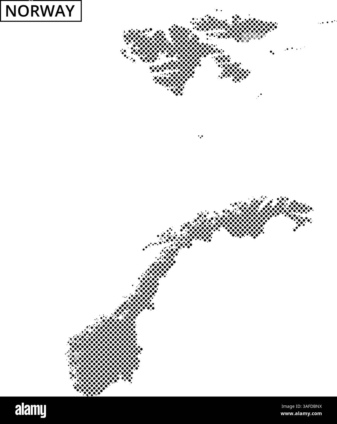 Une représentation visuelle de la Norvège utilisant un motif en pointillés sur un fond abstrait, soulignant sa géographie unique. Illustration de Vecteur