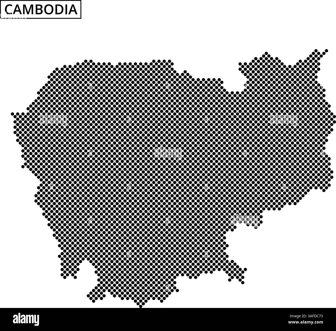 Cette illustration présente une représentation pointillée du Cambodge, mettant en évidence son contour géographique et ses caractéristiques à travers un style artistique unique. Illustration de Vecteur