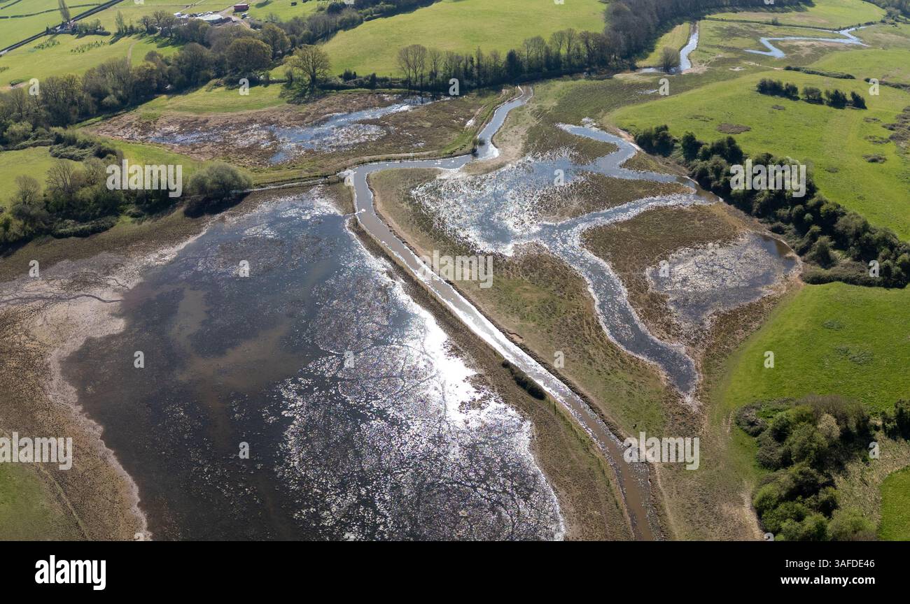 Nedern Brook Levels, pays de Galles. Une partie des vastes niveaux Gwent qui s'étendent de Chepstow à Cardiff. Banque D'Images