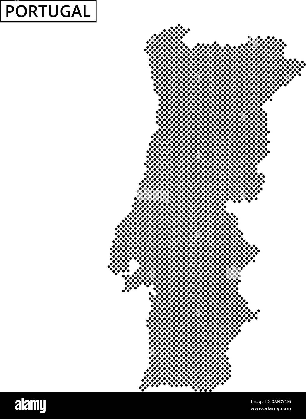 Une représentation unique du Portugal créée avec un motif en pointillés soulignant sa forme géographique et ses frontières, soulignant son emplacement en Europe. Illustration de Vecteur Une représentation unique du Portugal créée avec un motif en pointillés soulignant sa forme géographique et ses frontières, soulignant son emplacement en Europe. Illustration de Vecteur
