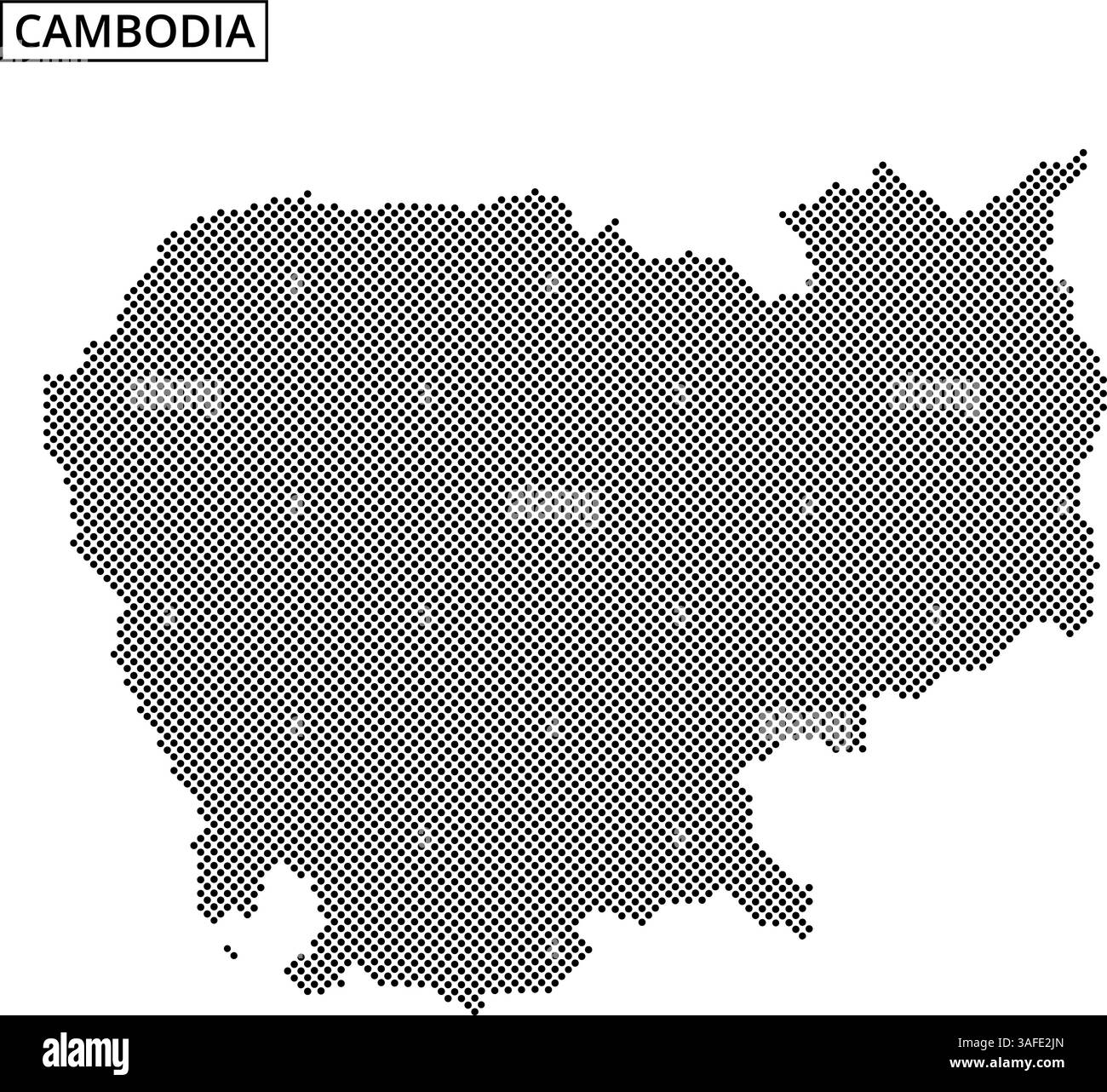 Cette illustration présente une représentation pointillée du Cambodge, mettant en évidence son contour géographique et ses caractéristiques à travers un style artistique unique. Illustration de Vecteur