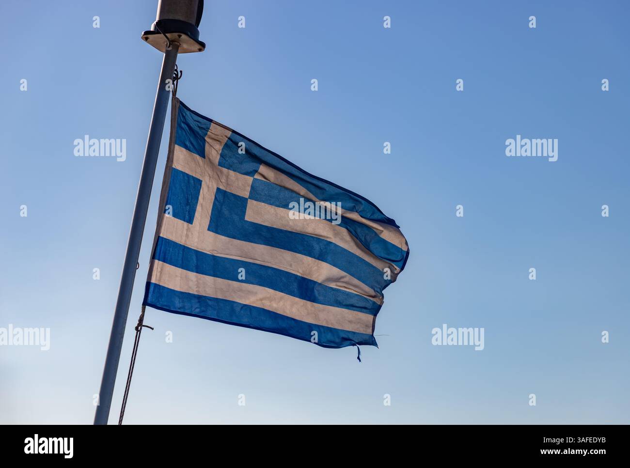 Une photo du drapeau grec. Banque D'Images