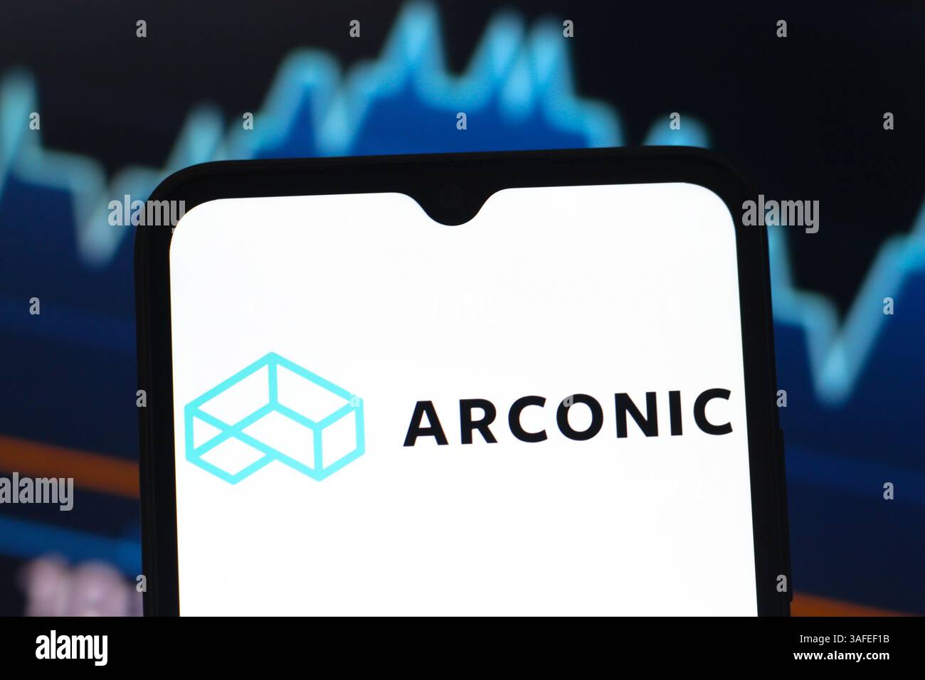 Canada. 07 avril 2025. Dans cette illustration photo, le logo Arconic Corporation est affiché sur l'écran d'un smartphone. Crédit : SOPA images Limited/Alamy Live News Banque D'Images