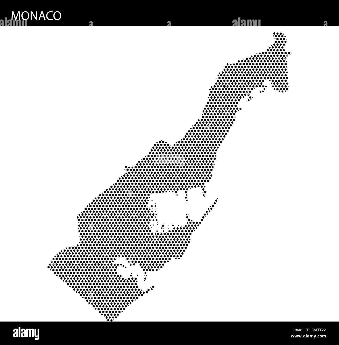 Une représentation artistique du contour de la carte de Monaco à l'aide d'un motif en pointillés, mettant en valeur sa forme et sa géographie uniques. Illustration de Vecteur