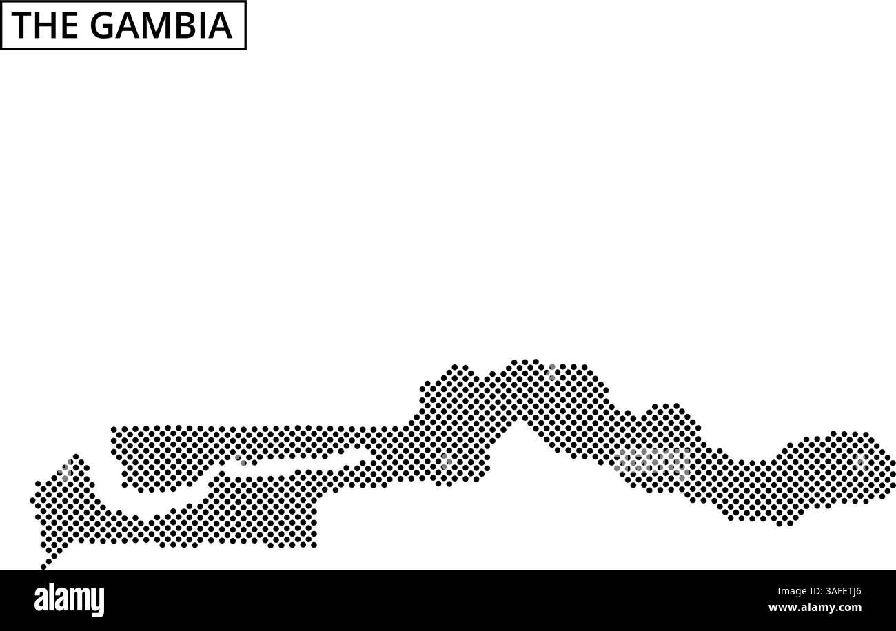 Le contour de la Gambie est représenté, soulignant clairement ses contours distinctifs et ses caractéristiques géographiques. Illustration de Vecteur