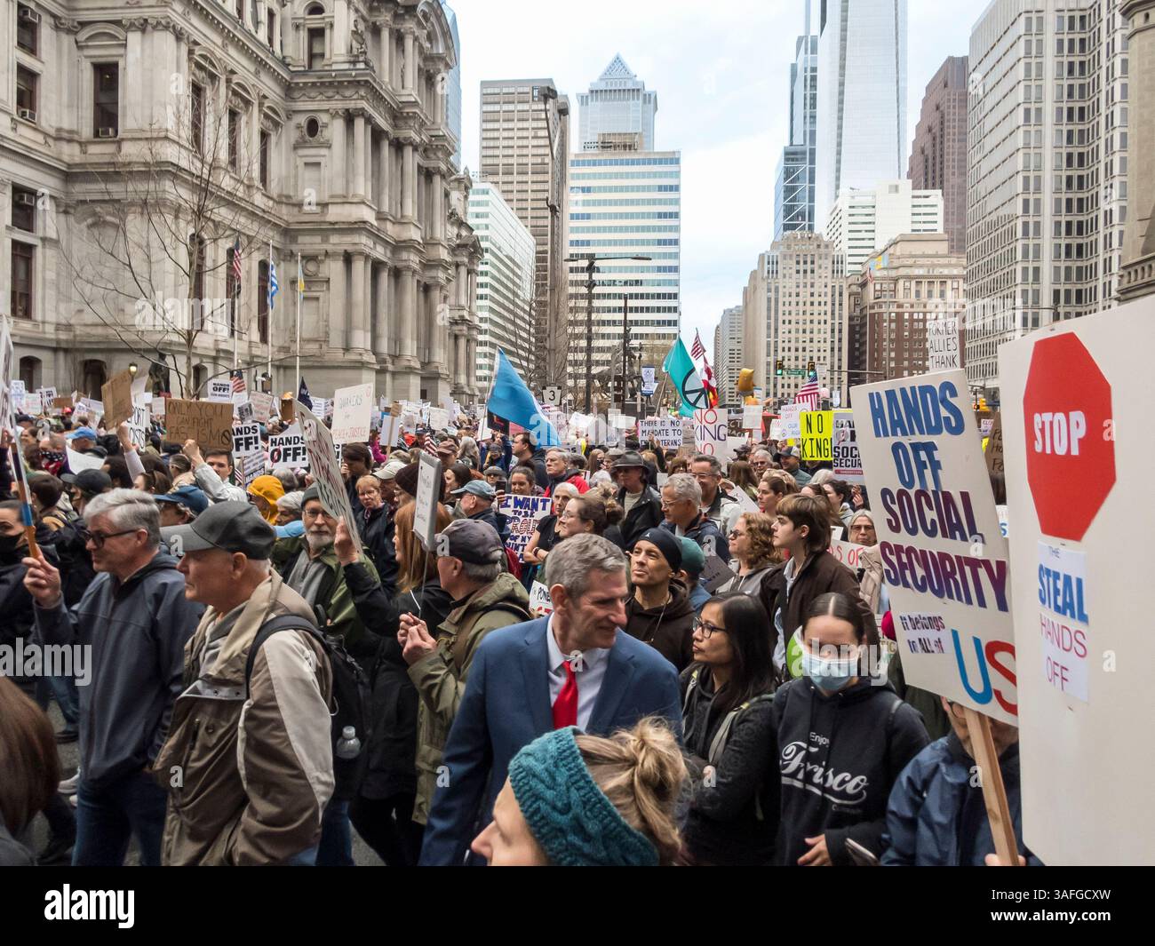 Manifestation anti-Trump marche et rassemblement, Philadelphie Pennsylvanie États-Unis Banque D'Images