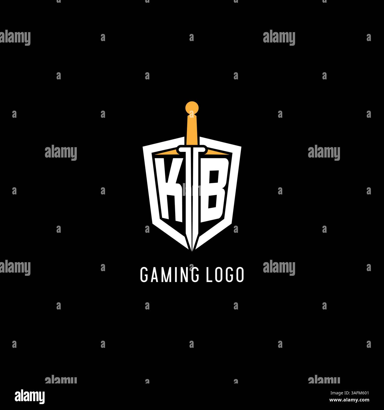 Lettre KB logo avec bouclier et graphique vectoriel d'inspiration de conception d'épée Illustration de Vecteur