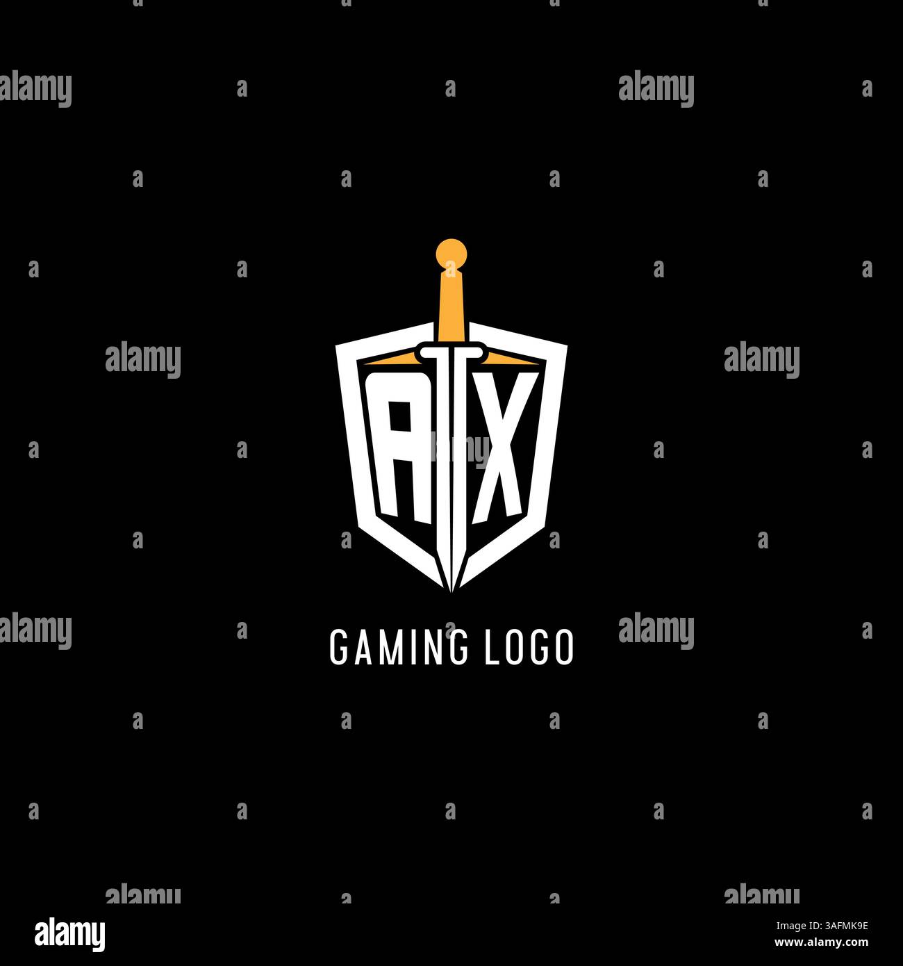 Lettre AX logo avec bouclier et graphique vectoriel d'inspiration de conception d'épée Illustration de Vecteur