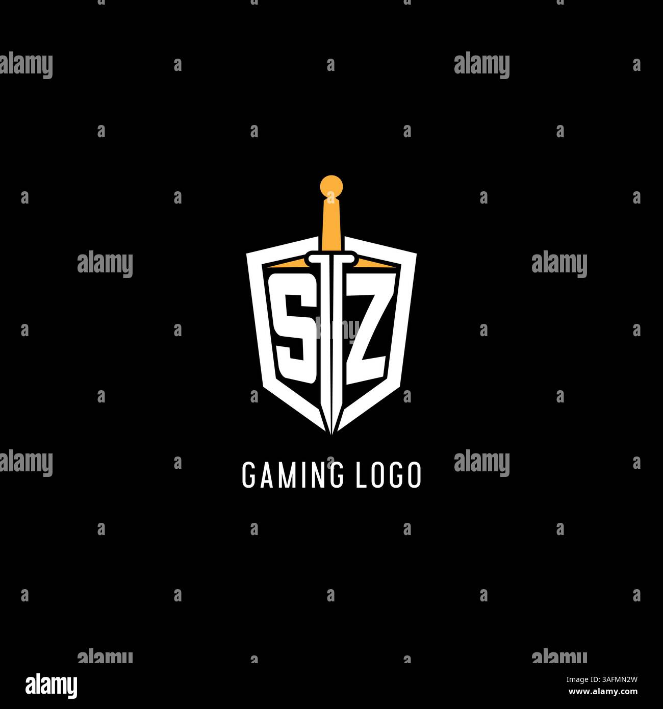 Lettre SZ logo avec bouclier et graphique vectoriel d'inspiration de conception d'épée Illustration de Vecteur