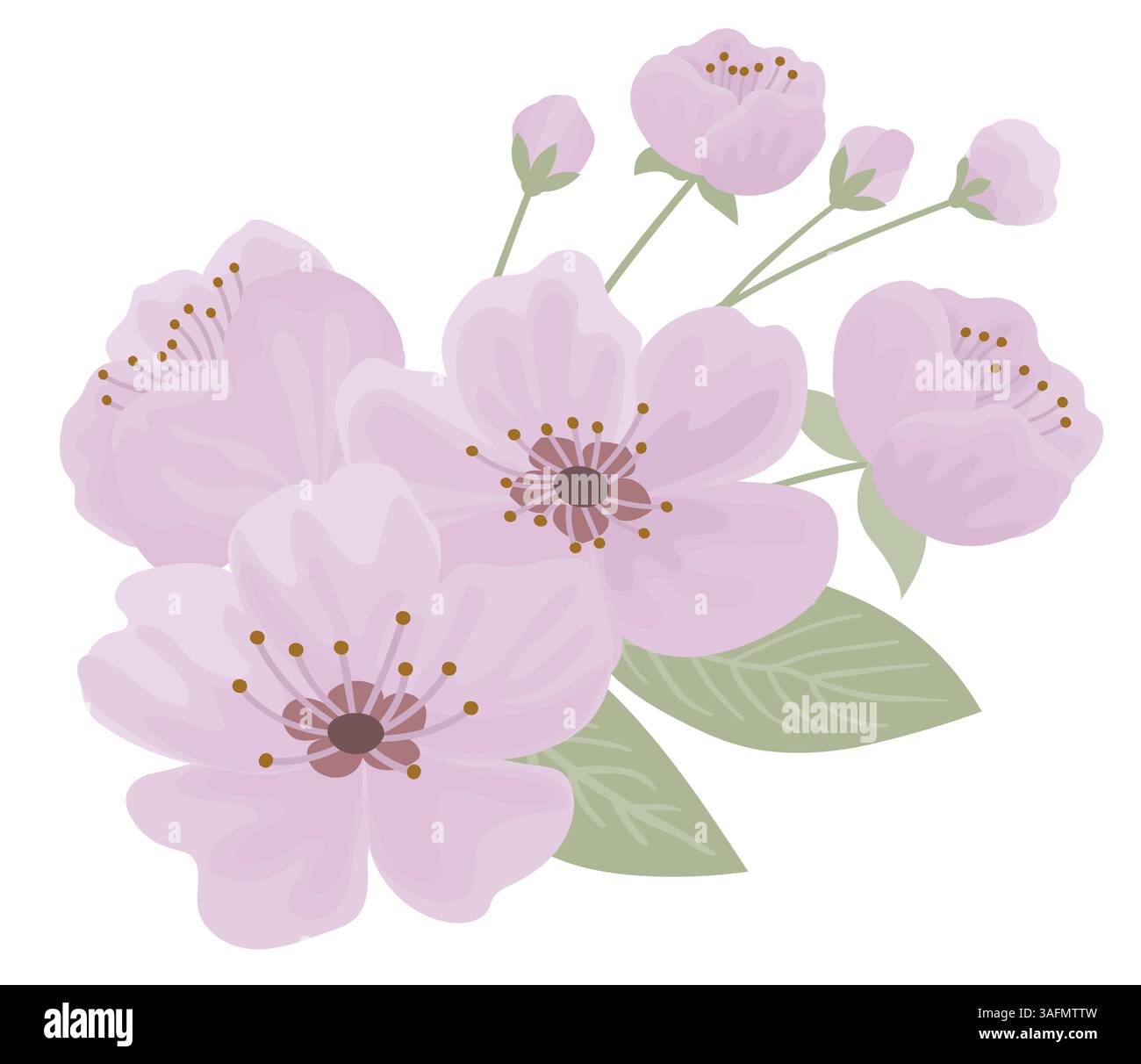 Bouquet de fleurs florales de cerisier printanier Illustration de Vecteur