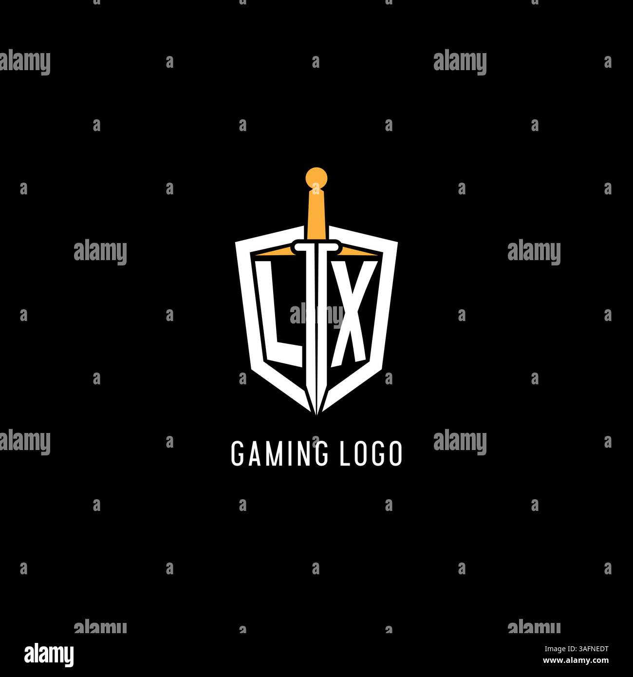 Lettre LX logo avec bouclier et graphique vectoriel d'inspiration de conception d'épée Illustration de Vecteur
