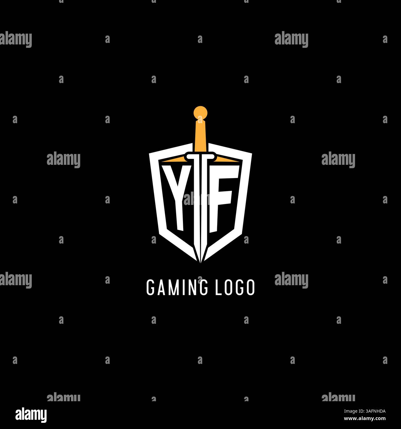 Lettre YF logo avec bouclier et graphique vectoriel d'inspiration de conception d'épée Illustration de Vecteur