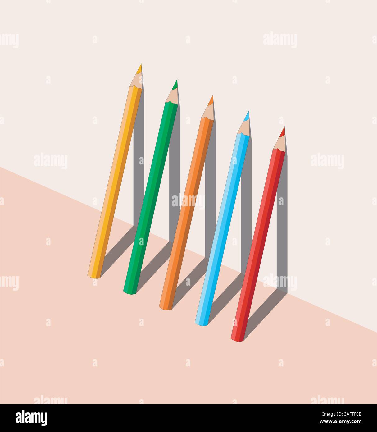 Crayons de couleur d'école sur fond pastel. Concept créatif Illustration de Vecteur