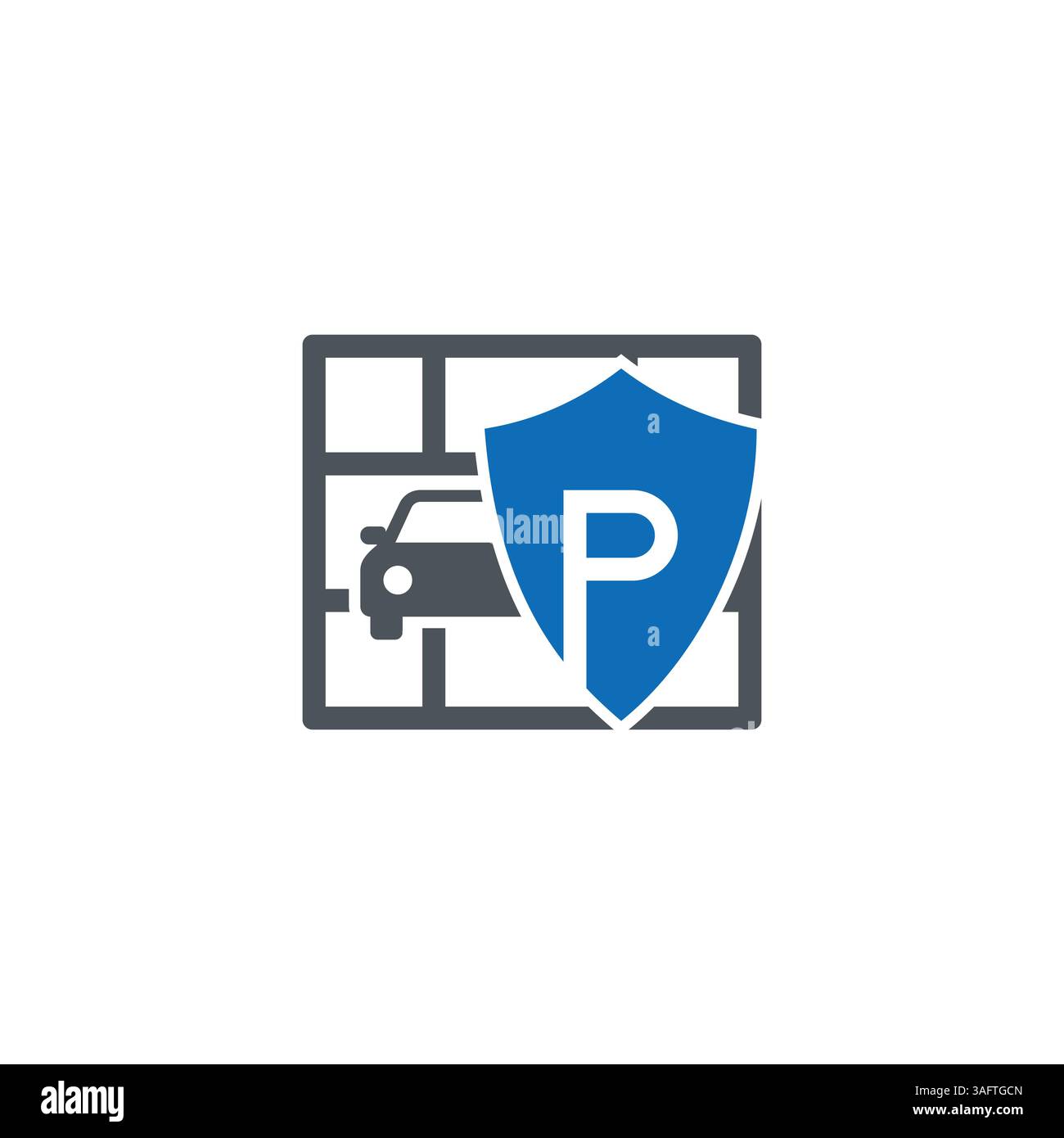 Logo parking sécurisé. Espaces protégés. Illustration de Vecteur