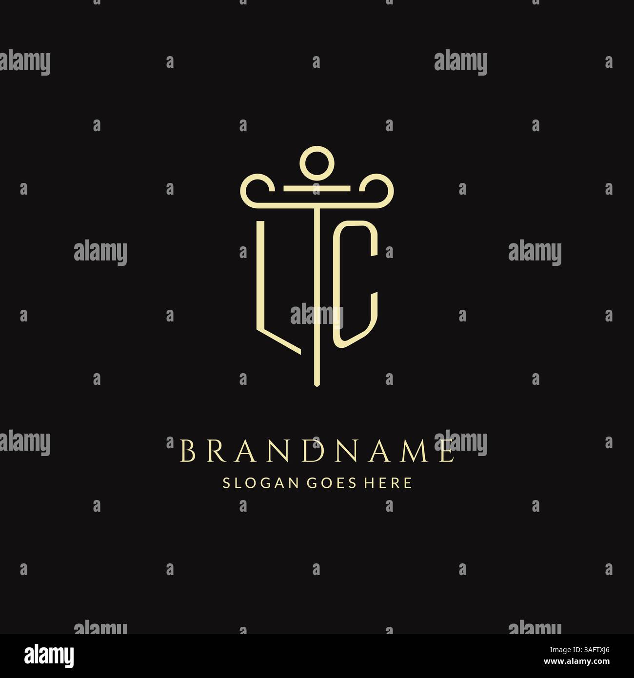 Logo LC monogramme moderne de luxe pour cabinet d'avocats avec graphique vectoriel de style de conception d'icône de pilier Illustration de Vecteur